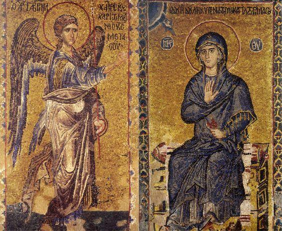 Bunavestire, mozaic, Mănăstirea Vatopedu